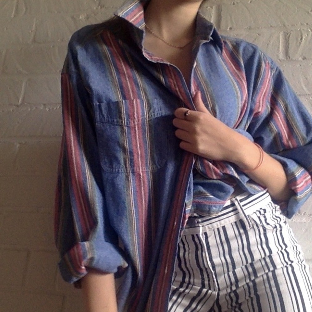 vintage rainbow jean jacket/shirt